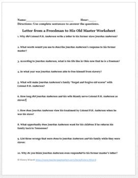 For an application object, returns a sheets collection that represents all the worksheets in the this example adds a new worksheet to the active workbook, and then sets the name of the worksheet. Reconstruction Worksheet: Letter from a Freedman to His ...