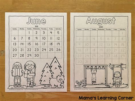 Color Your Own Calendar 2020 2021 Mamas Learning Corner