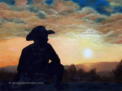 Cowboy Painting Sunset