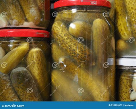 Pickled Gherkins In The Jars Stock Image Image Of Cucumber Bank