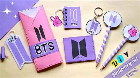 Day 6 How To Make BTS Stationery Set At Home DIY Handmade Stationery