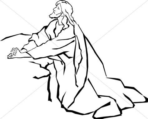 Jesus In The Garden Of Gethsemane In Black And White Jesus Clipart
