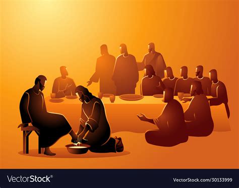 Jesus Washing Apostles Feet Royalty Free Vector Image