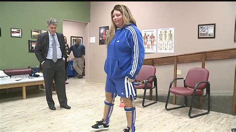 Paralyzed Woman Takes First Steps With Help Of Special Brace Youtube