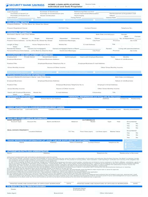 Security Bank Home Loan Application Form Pdf Fill Out And Sign Online