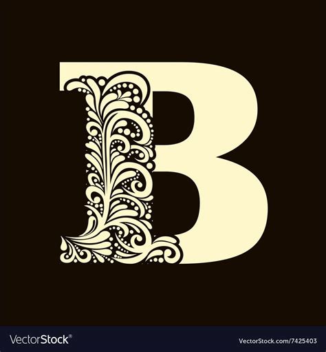 Elegant Capital Letter B In The Style Baroque Vector Image On