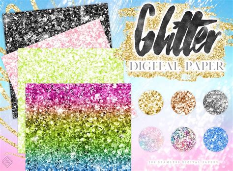 Seamless Glitter Digital Paper Bundle Confetti Background Pattern