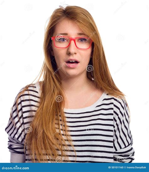 Funny Portrait Of Excited Woman Wearing Glasses Eye Wear Woman Making