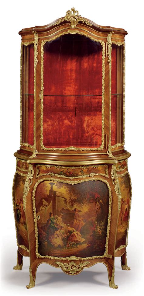 A French Ormolu Mounted Kingwood And Vernis Martin Vitrine Cabinet By