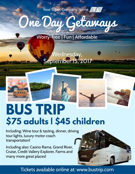 One Day Bus Trip Flyer Template Postermywall
