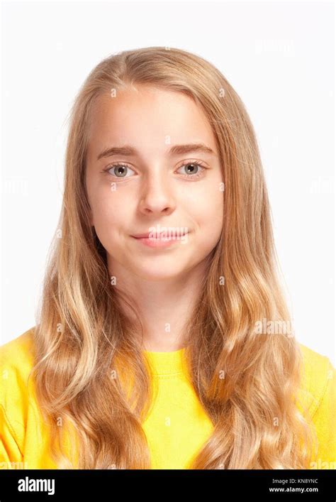 Portrait Of A Beautiful Young Girl With Long Blond Hair Stock Photo Alamy