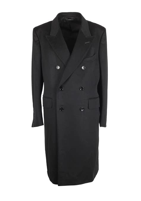 Tom Ford Black Cashmere Double Breasted Coat Size 52 42r Us