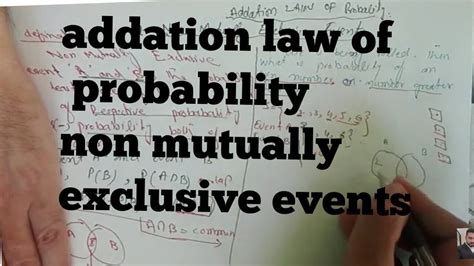Addition Law Of Probability For Non Mutually Exclusive Event Youtube