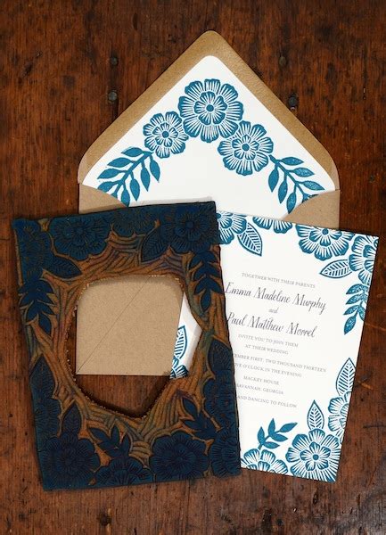 emma paul s floral block printed wedding invitations