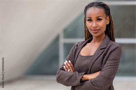 Beautiful Female African American Business Woman Ceo In A Suit At The