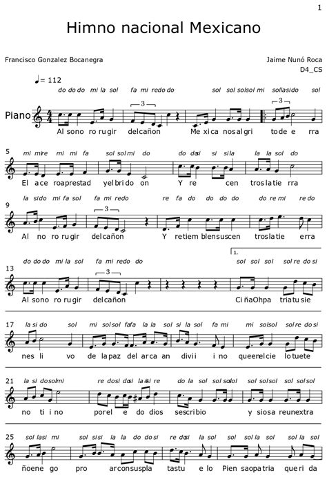 Partitura Himno Nacional Mexicano Himno Nacional Partituras Himnos