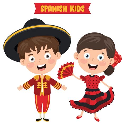 Premium Vector Spanish Children Wearing Traditional Clothes