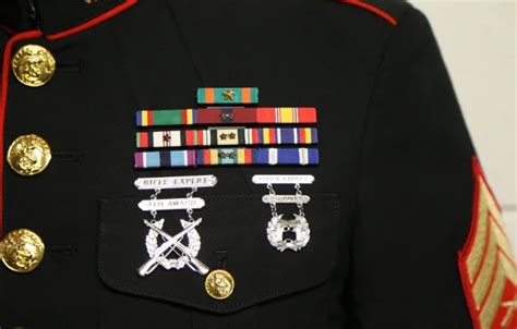 American Military Ribbons And Badges On United States Marine Dress Blue