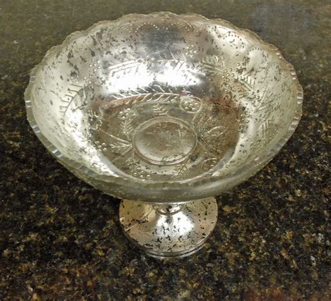 Mercury Glass Desiray Compote 8in 50th Anniversary Party Silver Anniversary Vintage