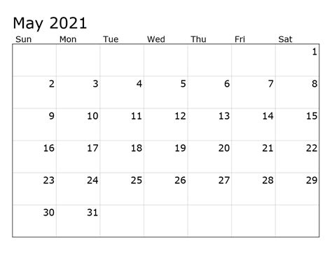 May 2021 Calendar Printable Pdf Printable Calendar 2021
