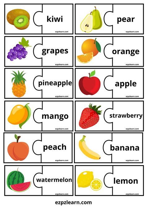 Fruit Word Match Game Ezpzlearn