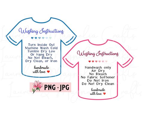 Tshirt Care Card Printable Shirt Washing Instructions Png Etsy
