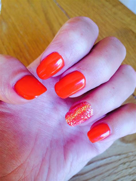 Hen Weekend Nails Orange With Orange Glitter Nails Orange Glitter Glitter