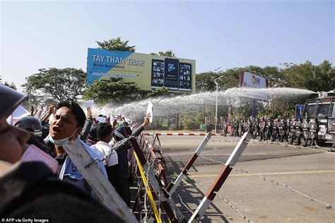Myanmar Police Shoot At Anti Coup Protesters With Rubber Bullets