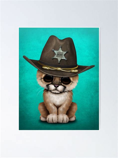 Cute Baby Cougar Cub Sheriff Poster For Sale By Jeffbartels Redbubble