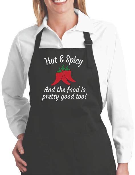 Funny Aprons Hot And Spicy Funny Cooking Aprons For Women Our T Shirt Shack Ts For A