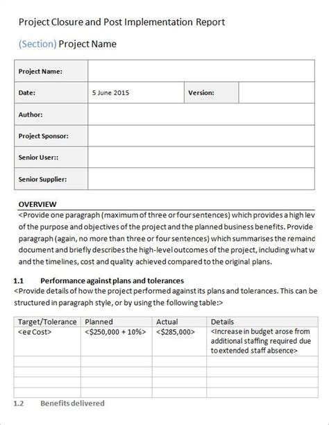 Implementation Report Template 6 Templates Example Templates