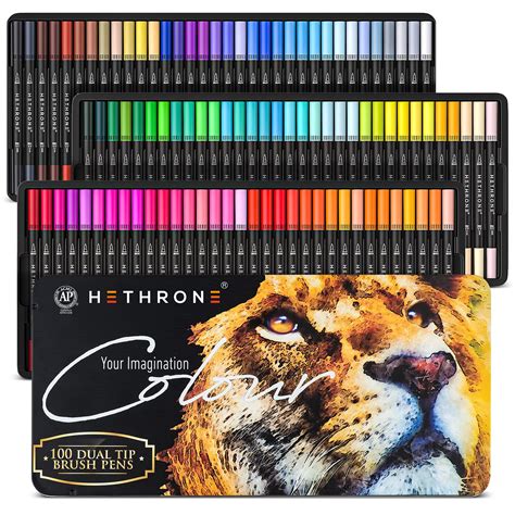 Buy Hethrone Colouring Pens For Adults 100 Colors Dual Tip Brush Pens