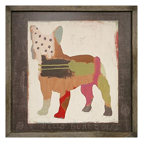 It's both casual and elegant, achieved with an eclectic mix of furniture that looks like each piece was passed down from generation to generation. French Bulldog Frenchie Painted Reclaimed Wood Frame Wall Art