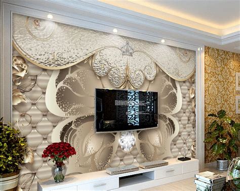Beibehang Wallpaper For Walls 3 D European Luxury Soft Bag Gold
