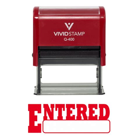 Entered Office Self Inking Office Rubber Stamp Red X Large