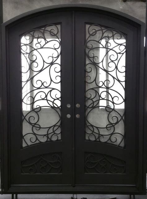 Eyebrow Arched Top Wrought Iron Entry Door With Flyscreen Rustic Entry Other By