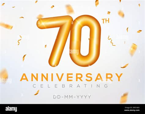 70 Year Anniversary Gold Number Celebrate Jubilee Vector Logo