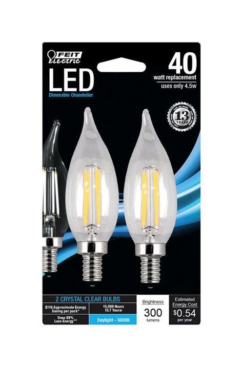 Feit Electric Led Bulb 45 Watts 300 Lumens 5000 K Chandelier Flame Tip