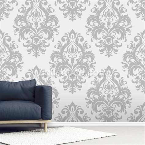 Grey Damask Wallpaper Wallsauce Uk