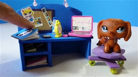 Diy Lps Doll Computer Desk Plus Accessories Alarm Clock Notebooks