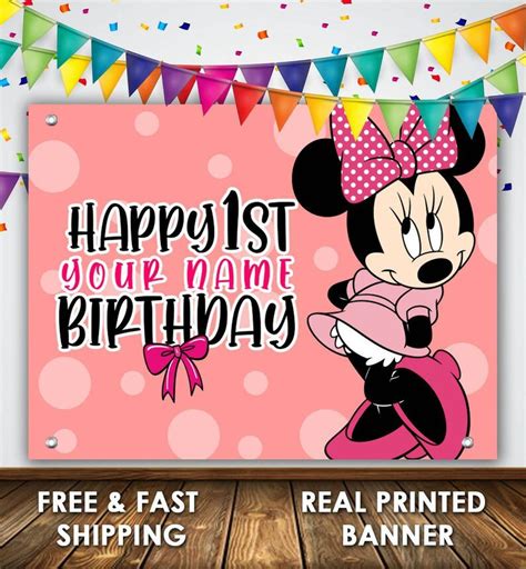 Minnie Mouse Personalized Custom Printed Birthday Backdrop Etsy