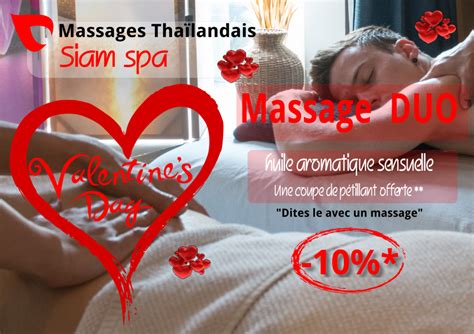 massage duo huile aromatique sensuelle et coupe de pétillant siamspa