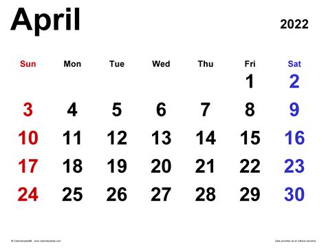 Atlanta Calendar April 2022 Printable Calendar 2022