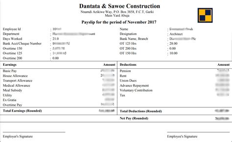 And the borrower may face legal punishment if they still fail to pay their loan obligations to the guarantor. Payslip from AttendHRM for Dantata and Sawoe Consturction ...