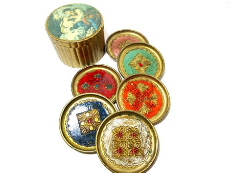 Vintage Coaster Set Florentine Set Of 6 Coasters With Etsy Coaster