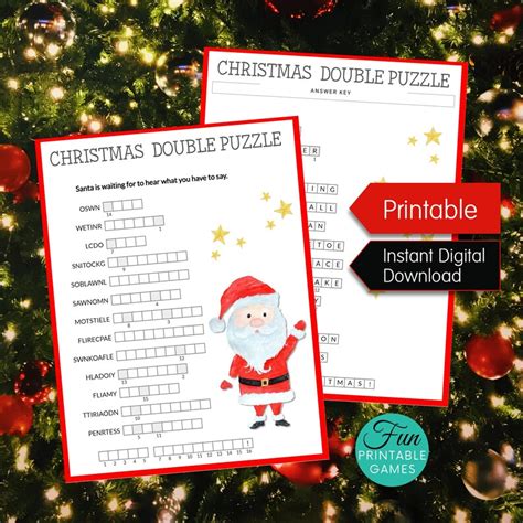 Christmas Double Puzzle Word Scramble Puzzle Printable With Etsy