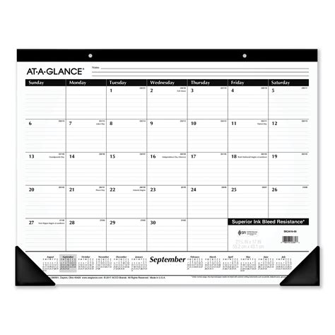 At A Glance® Academic Year Ruled Desk Pad 2175 X 17 White Sheets
