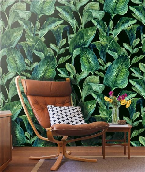 Tropical Leaves Wall Mural Self Adhesive Fabric Wallpaper Removable