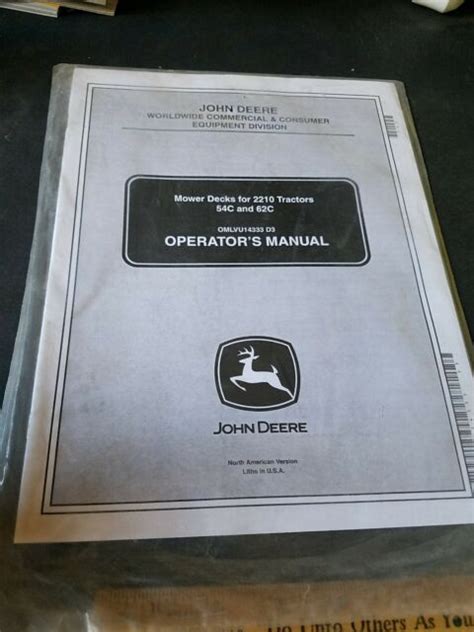 John Deere Operators Manual Mower Decks For 2210 Tractors 54c And 62c