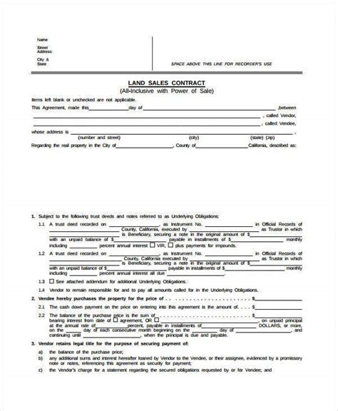 Printable Blank Land Contract Form